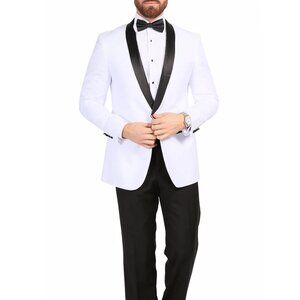 Mens Slim Fit Shawl Tuxedo in White